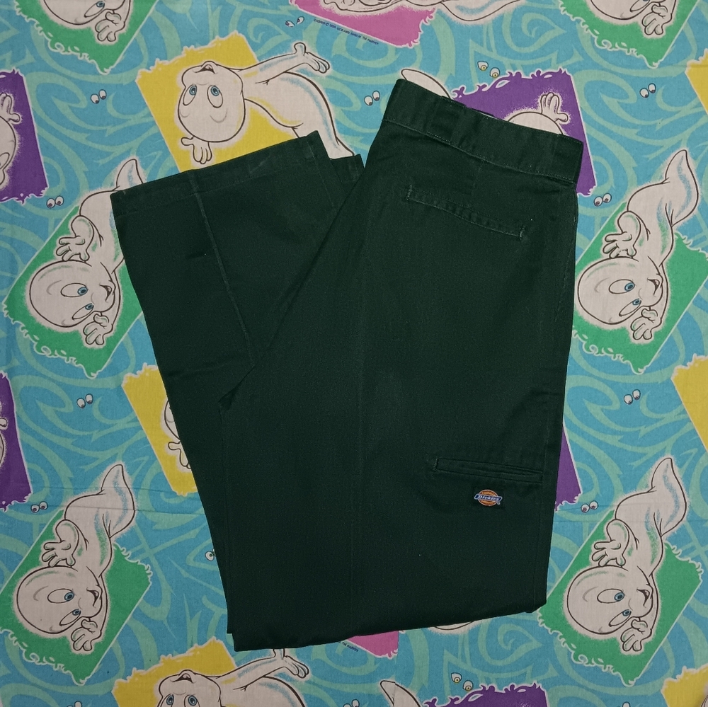Y2K Dickies Double Knee Cell Phone Pocket Vintage Baggy Hunter Green Pants